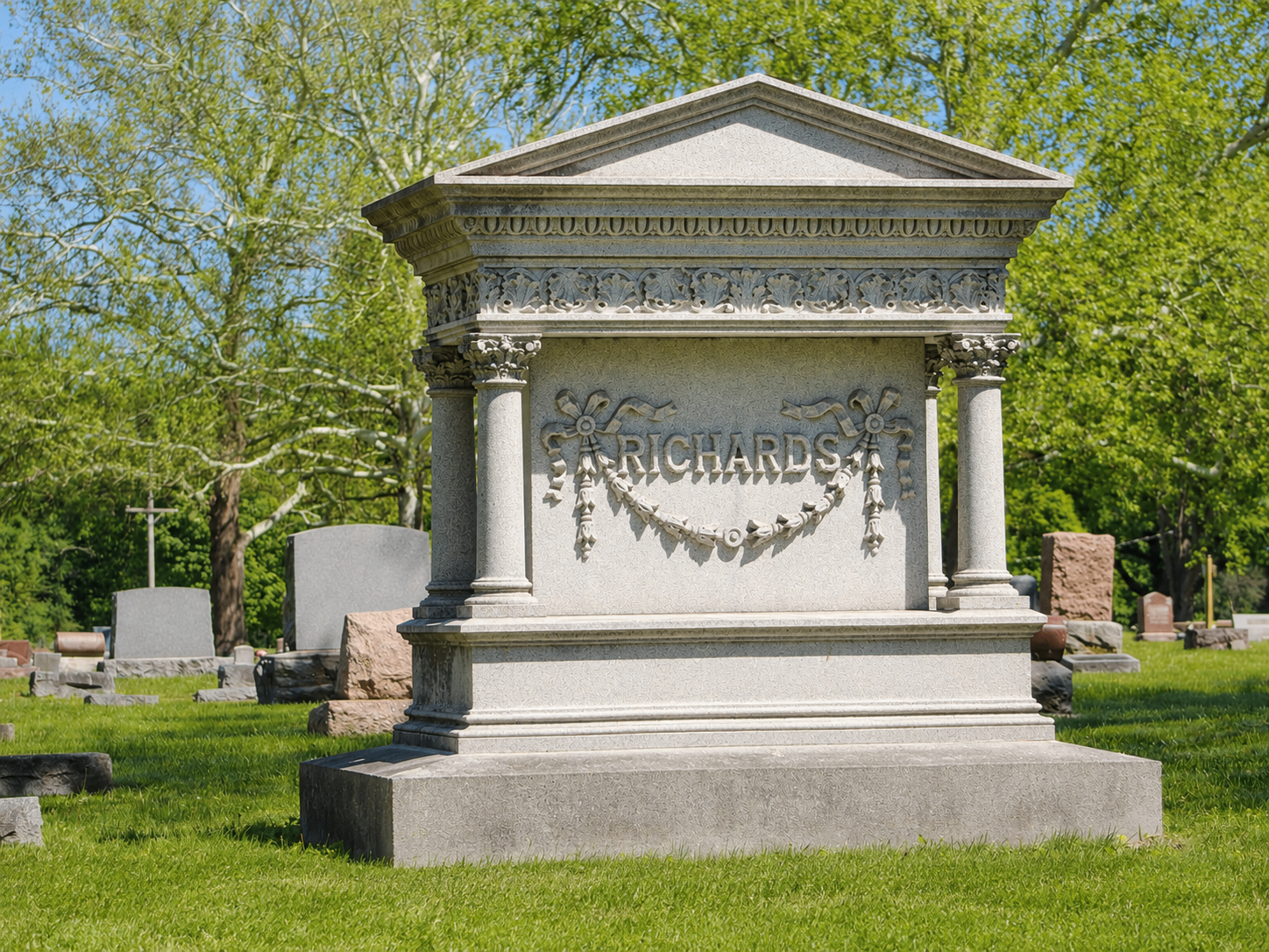 The Richards family monument with classical detailing